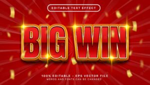 Editable text effect  big win 3d style concept