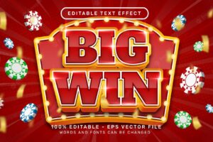 Editable text effect  big win 3d style concept