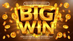 Editable text effect big win gold color 3d style concept