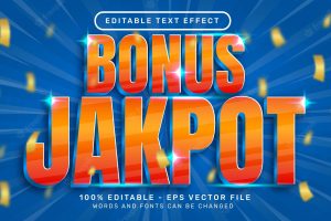 Editable text effect  bonus jackpot 3d style concept