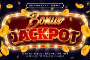 Editable text effect bonus jackpot casino 3d style concept