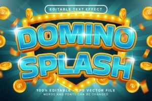 Editable text effect domino splash 3d style concept