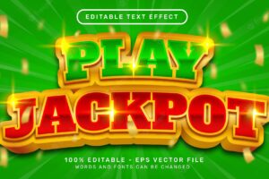Editable text effect  play jackpot 3d style concept
