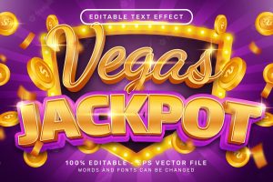 Editable text effect vegas jackpot casino 3d style concept