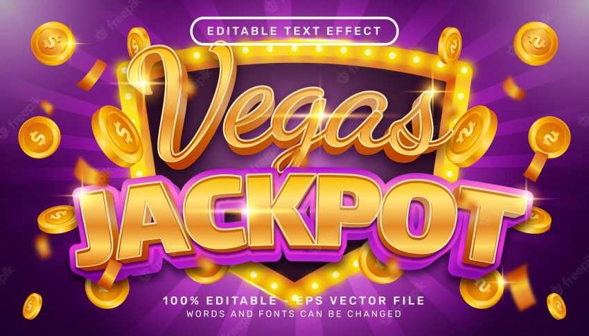 Editable text effect vegas jackpot casino 3d style concept