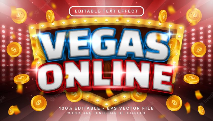 Editable text effect vegas online casino 3d style
