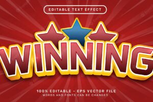 Editable text effect  winning 3d style concept