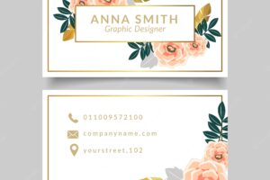 Elegant corporate card with flowers and golden details