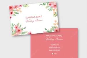 Elegant floral watercolor business card