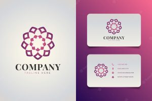 Elegant geometric floral logo with mandala style in gradient concept, suitable for hotel, spa, or social organization logo