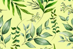 Elegant greenery watercolor leaves seamless pattern