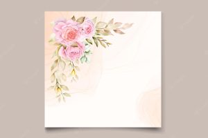 Elegant hand drawn watercolor floral summer invitation card