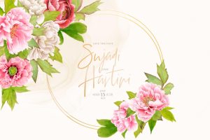Elegant peony background and wreath card design