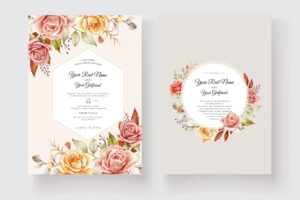 Elegant watercolor floral background  border and wreath card design