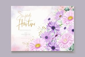 Elegant watercolor floral with soft color invitation card template