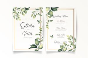 Elegant wedding invitation and menu template