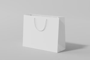 Empty shopping bag for branding white paper bag