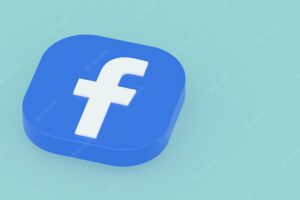 Facebook application logo 3d rendering on green background