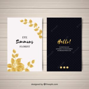 Fantastic visiting card with golden plants