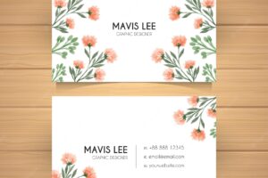 Fantastic visiting card with watercolor flowers