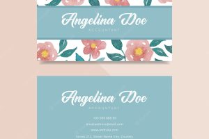 Feminine business card with watercolor flower