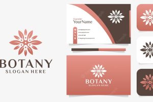 Feminine leaf flower logo and business card set
