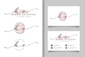 Feminine logo initial kv and business card template