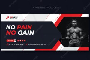 Fitness web banner or social media cover template