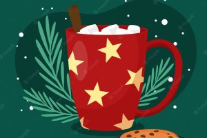 Flat christmas hot chocolate illustration