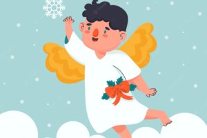 Flat christmas illustration with angel