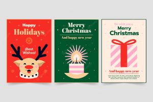 Flat christmas minimalist cards collection