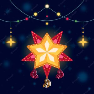 Flat christmas parol illustration