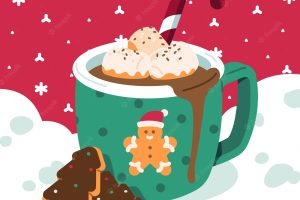 Flat christmas season hot chocolate illustration