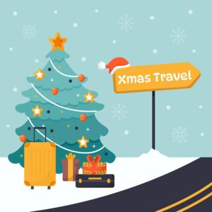 Flat christmas travel illustration