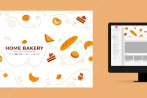 Flat design bakery youtube channel art template