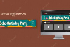 Flat design boho birthday template