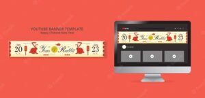 Flat design chinese new year youtube banner template