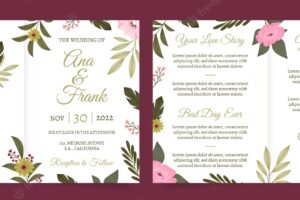 Flat floral wedding brochure template
