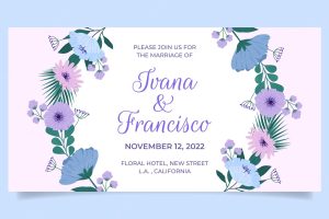 Flat floral wedding social media promo template
