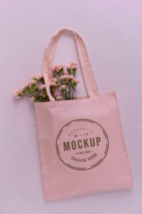 Flat lay of tote bag mockup