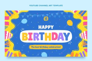 Flat minimal birthday youtube channel art