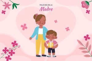 Flat mothers day background in spanish