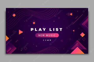 Flat music youtube channel art template