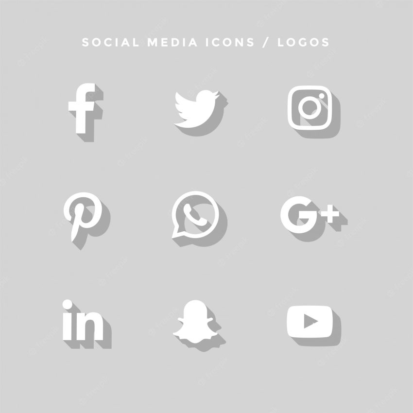 Flat social media icons with shadows