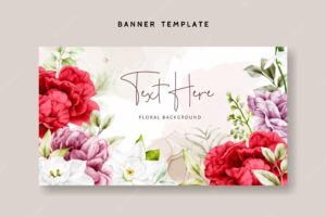 Floral background blooming peony flower watercolor