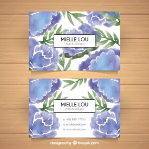 Floral business card in blue tones