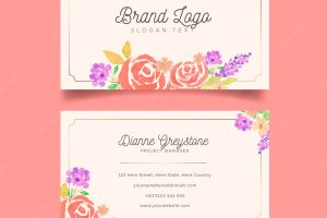 Floral business card template in floral style