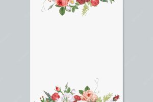 Floral design wedding invitation mockup