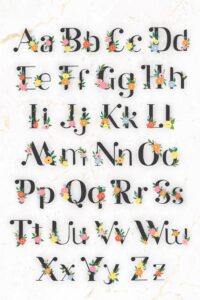 Floral elegant alphabet lettering vector set