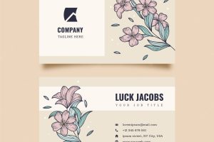 Floral engraving business cards template